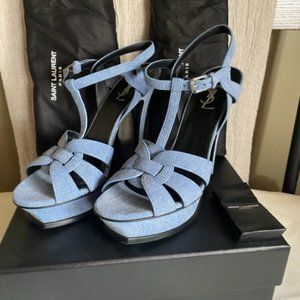 YSL Denim Tribute Sandal